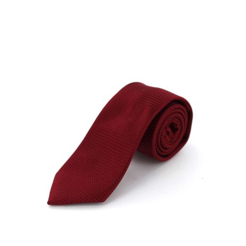 Cotton Park - Cravate En Soie Rouge Foncé À Damiers Losanges - Homme