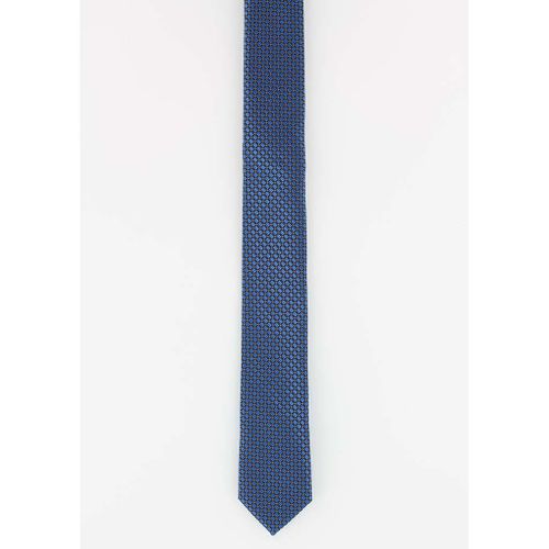 Cotton Park - Cravate Fine En Soie Bleu Losanges Marron - Homme