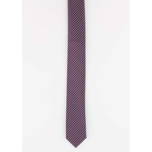 Cotton Park - Cravate Fine En Soie Bordeaux Bleu Et Blanc - Homme