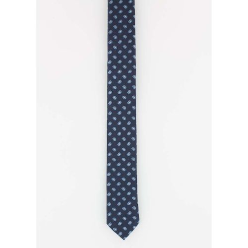 Cotton Park - Cravate Fine En Soie Marine Goutte Ciel - Homme