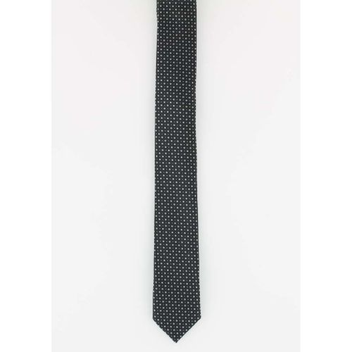 Cotton Park - Cravate Fine En Soie Noire Petits Pois Blanc - Homme