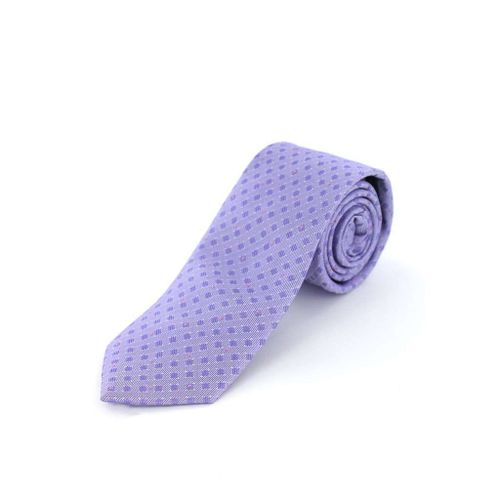 Cotton Park - Cravate Soie Violette Motifs Rose - Homme