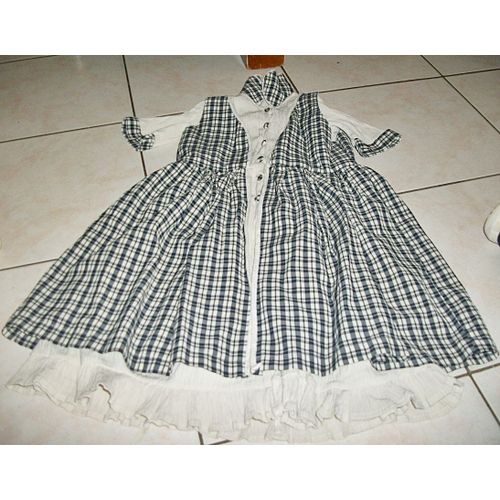 Robe Vichy Blanche Et Noire Base Volants 6 Ans