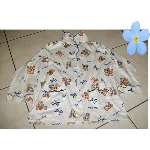 Pyjama 2 Pieces Petits Oursons Coton 6 Ans Blanc