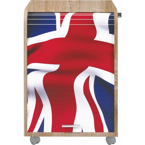 Caisson De Bureau À Rideau Mobile H 65 Cm Argo Chêne/Drapeau