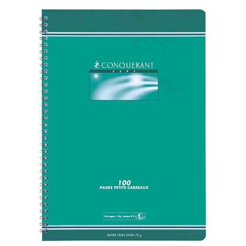 Conquérant Sept Lot De 3 Cahiers Reliure Intégrale A4 21 X 29,7 Cm 5x5 70g 100 Pages