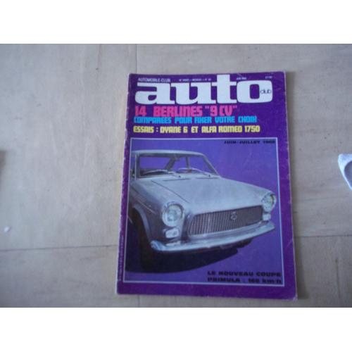 Automobile-Club (Auto-Club) Mensuel N°88 Juin 1968 (18e Année)