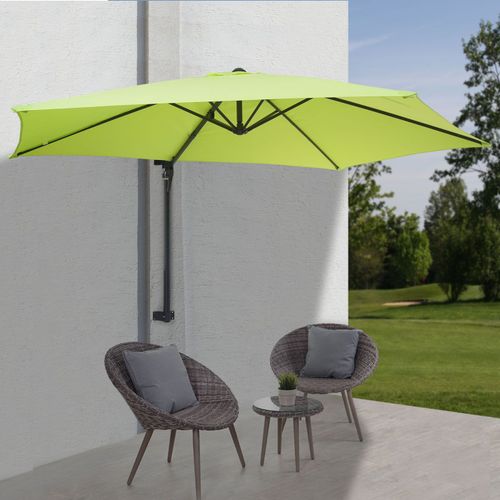 Parasol Mural Casoria, Parasol Déporté Pour Le Balcon, 3m, Inclinable   Vert Limon