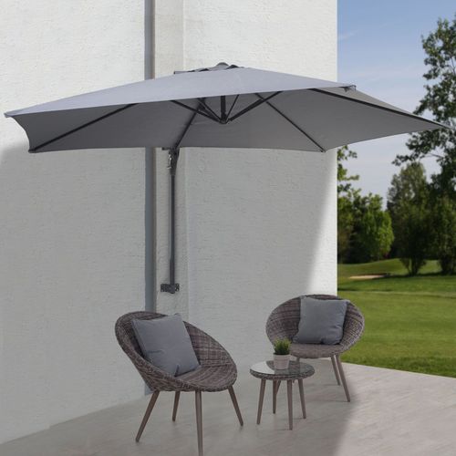 Parasol Mural Casoria, Parasol Déporté Pour Le Balcon, 3m, Inclinable   Gris