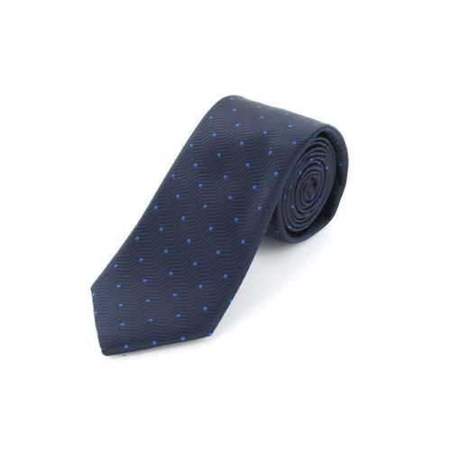 Cotton Park - Cravate Microfibre Marine Avec Points Ciel - Homme