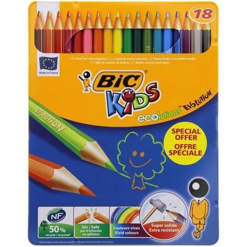 Bic Crayon De Couleur Kids Evolution - Boite Métal X18