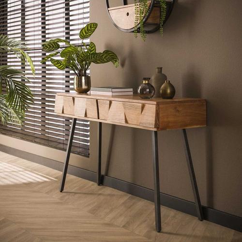 Console Industrielle En Acacia Massif Naturel Ambre Naturel