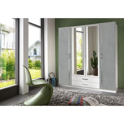 Armoire Contemporaine 180 Cm Mirza Blanc/Béton