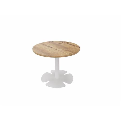 Table Basse Ronde Swanny Blanc, Argile, Noir, Nebraska, Chêne Fil Ou Timber