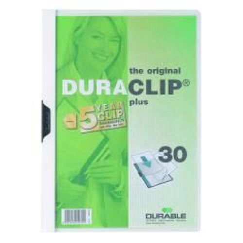 Durable Duraclip 30 Plus - Chemise À Clip - A4 - Pour 30 Feuilles - Blanc Avec Couvercle Avant Transparent