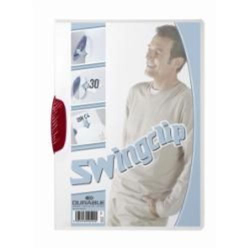 Durable Swingclip - Chemise À Clip - A4 - Pour 30 Feuilles - Transparent Avec Clip Rouge