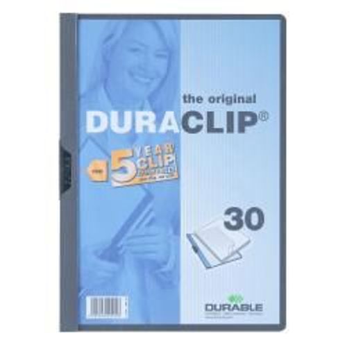 Durable Duraclip 30 - Chemise À Clip - A4 - Pour 30 Feuilles - Gris Anthracite Avec Couvercle Avant Transparent