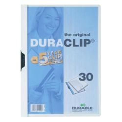 Durable Duraclip 30 - Chemise À Clip - A4 - Pour 30 Feuilles - Blanc Avec Couvercle Avant Transparent