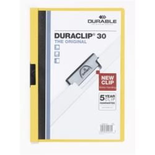 Durable Duraclip 30 - Chemise À Clip - A4 - Pour 30 Feuilles - Jaune Avec Couverture Avant Transparente