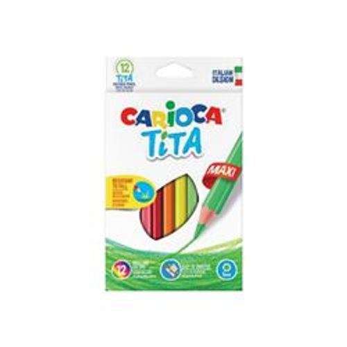 Carioca Tita Maxi - Crayon De Couleur - Couleurs Brillantes Assorties - 5 Mm - Pack De 12