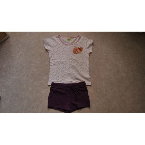 Ensemble T-Shirt Winx Blancà Fleurs 6 Ans +Short Prune