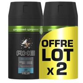 Pack De 2 - Axe Déodorant Collision Cuir Cookies Spray Compressé Lot 2x100ml 