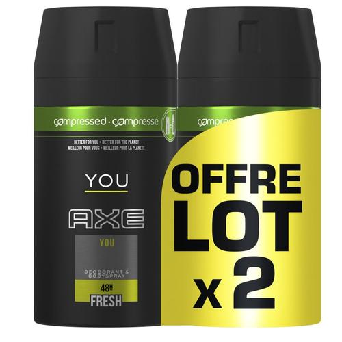 Pack De 2 - Axe Déodorant Anti Bactérien You Spray Compressé Lot De 2x100ml 