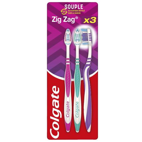 Lot Brosses À Dents Colgate Zig Zag Souple X3 