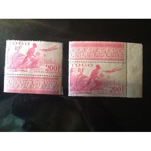 Lot De 2 Timbres Neufs. 200f.1947.Togo.Poste Aérienne