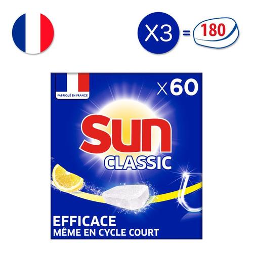 SUN - Lot de 3 x 60 Tablettes Lave-Vaisselle Classic Citron