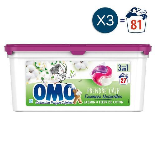 81 lavages - Capsules OMO Lessive Jasmin & Fleur de coton (Lot de 3x27)