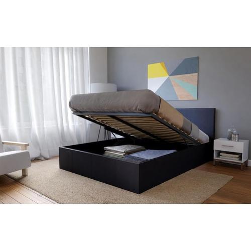 Lit Coffre Adulte Contemporain Simili Oxford Noir