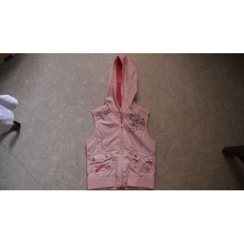 Veste Basic-One À Capuche Sans Manche 6 Ans Rose Neuf