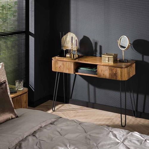 Console Style Industriel En Bois De Manguier Horizon Sable Mangue Unie