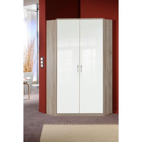 Armoire D'angle Contemporaine Telma Blanc/Chêne