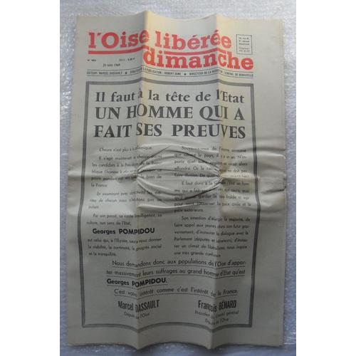 L'oise Libérée Dimanche N° 484 - Du 25 Mai 1969 (25/05/1969).