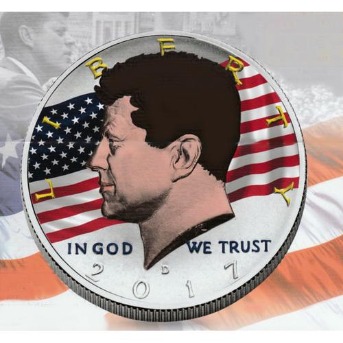 Medaille 1/2 Dollar Usa Colorisé 100 Ans De La Naisaance De Jf Kennedy