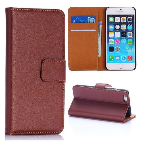 Etui A Rabat Folio Iphone 6 6s Plus (5"5) Marron Brown Cuir Simili (Tpu) 1123_4