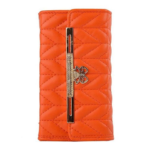 Etui A Rabat Iphone 6 6s Plus (5"5) Sac Orange Porte Feuille Strass 1008_4