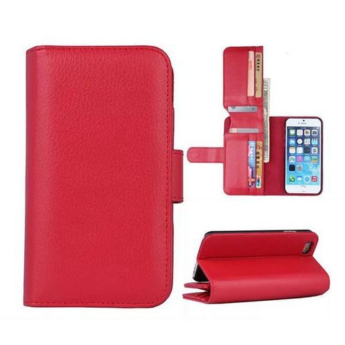 Etui A Rabat Iphone 6 6s Plus (5"5) Rouge Red Porte Feuille Wallet 1027_3