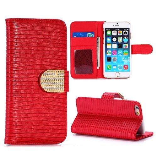 Etui A Rabat Iphone 6 6s Plus (5"5) Rouge Red Strass Porte Feuille 1024_2