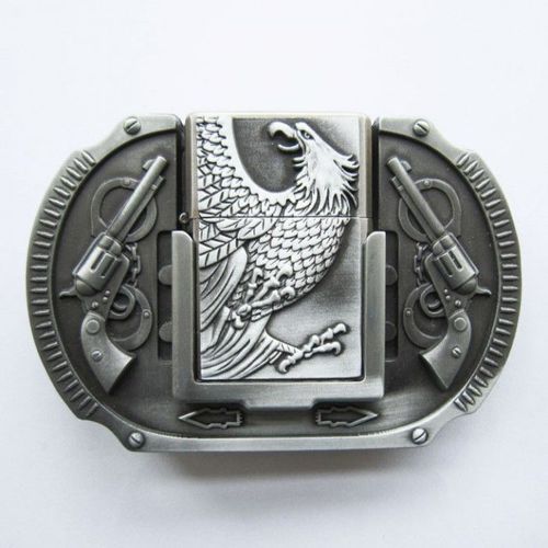 Boucle De Ceinture Aigle Brut + Briquet Petrole Homme Femme