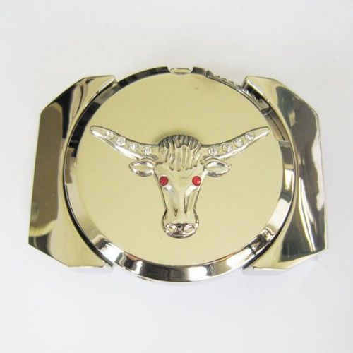 Boucle De Ceinture Tete De Vache Longue Corne + Briquet