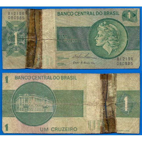 Bresil 1 Cruzeiro 1974 A 1979 Sign 18 Billet Abimé Cruzeiros