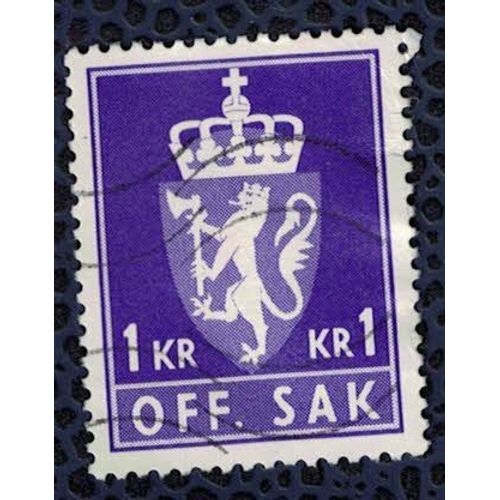 Norvège 1980 Oblitéré Used Animaux Héraldiques Off. Sak 1 Kr Bleu Violet Su