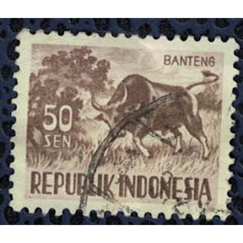 Indonésie 1956 Oblitéré Used Animaux Boeuf Bos Javanicus Banteng 50 Sen