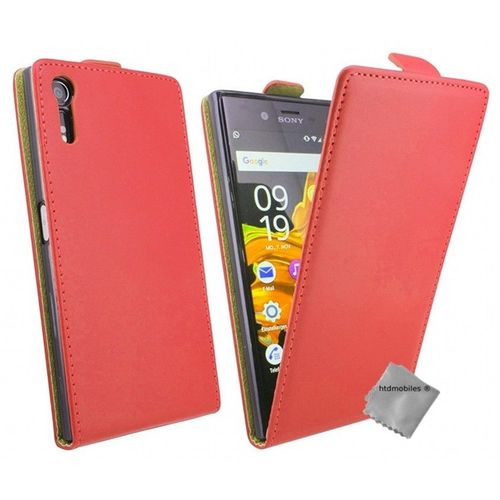 Housse Etui Coque Pochette Pu Cuir Fine Pour Sony Xperia Xzs + Verre Trempe - Rouge