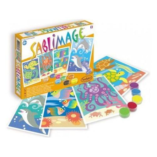 Coffret Sablimage Monde Marin : Dauphins Et Possoins - Sable Colore - Sentosphere - Loisir Creatif
