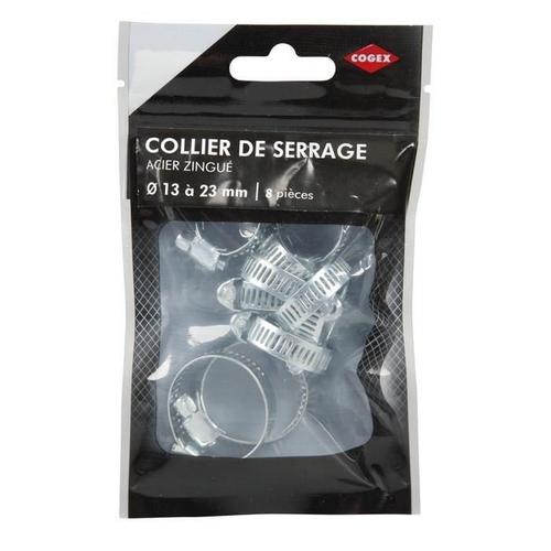 COGEX Collier de serrage acier zingue - ø 13 a 23 mm - 8 pcs