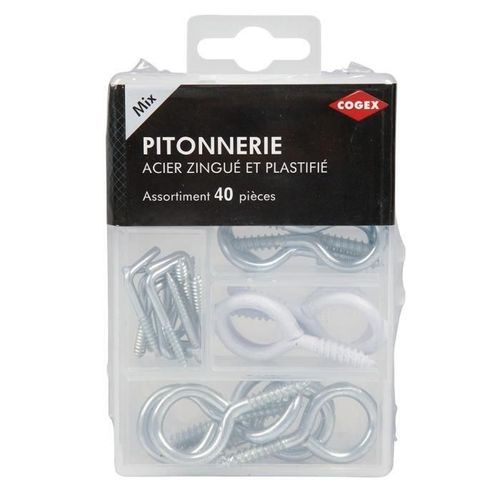 COGEX Pitonnerie assortie (Gonds. pitons. crochets galavnisés et plastifiés) - 40 pcs
